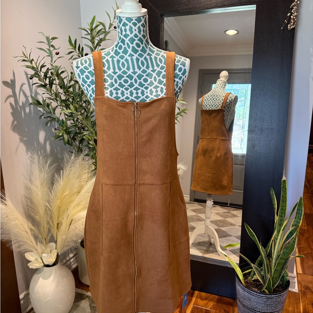Cupshe Faux Suede Brown Mini Dress M